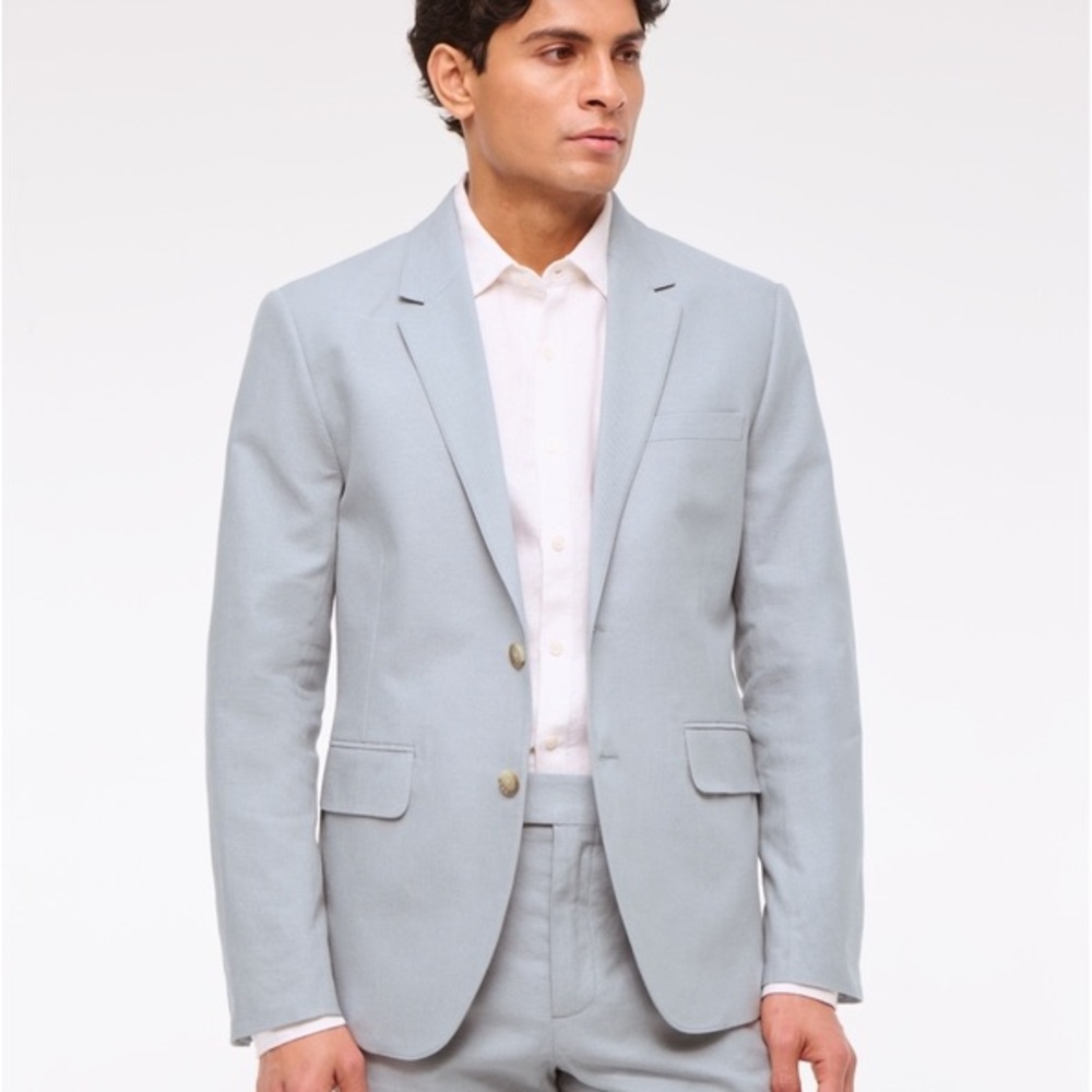 Abercrombie & Fitch Collins Suit Light Blue Men's linen Jacket and Pants